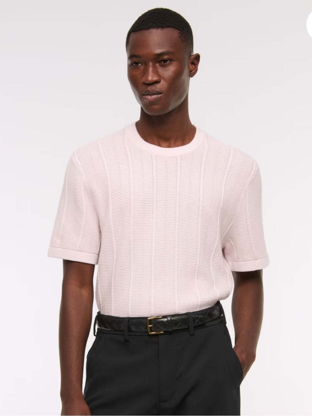 Abercrombie & Fitch Men's Short-Sleeve Textured Knit Tee - Light Pink